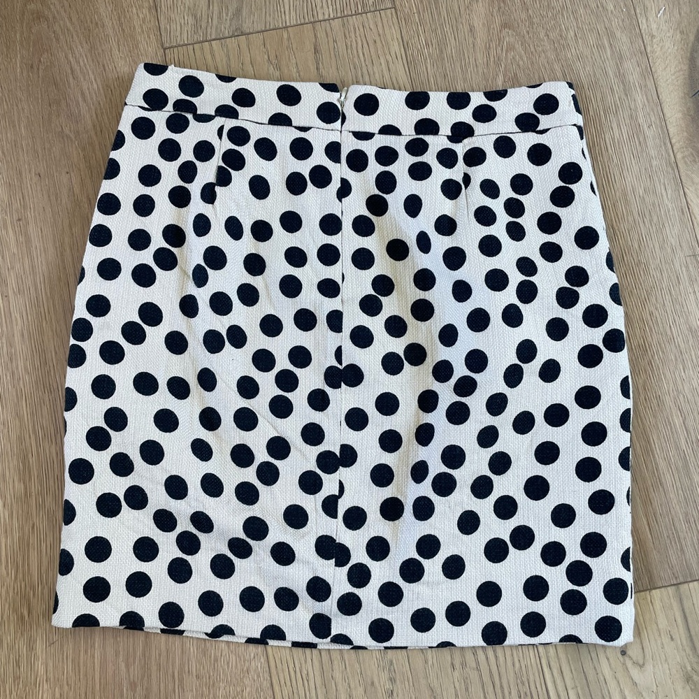 J. Crew Cream Mini Skirt with Black Polka Dots - Picture 2 of 7